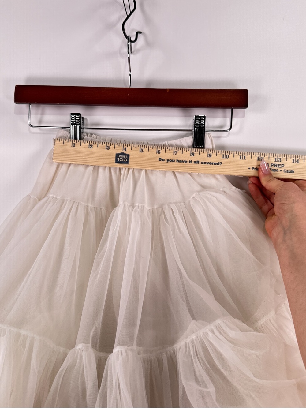 Sam's Vintage Ruffled Crinoline Petticoat Skirt Nylon Tulle White Vintage Medium - Picture 10 of 11